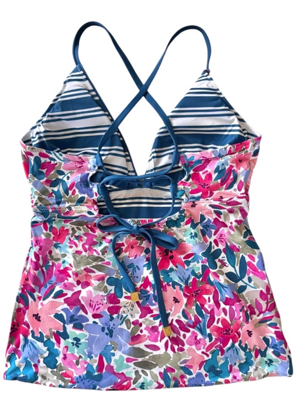 Tommy Bahama Watercolor Floral Reversible Halter Tankini Top - Picture 9 of 14